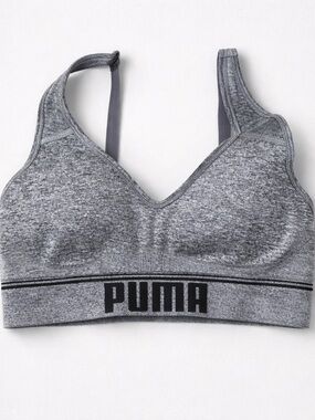 PUMA Women's Heathered Gray Sports Bra